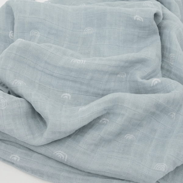 Cotton Muslin Swaddle: Blue Rainbow - DIGS