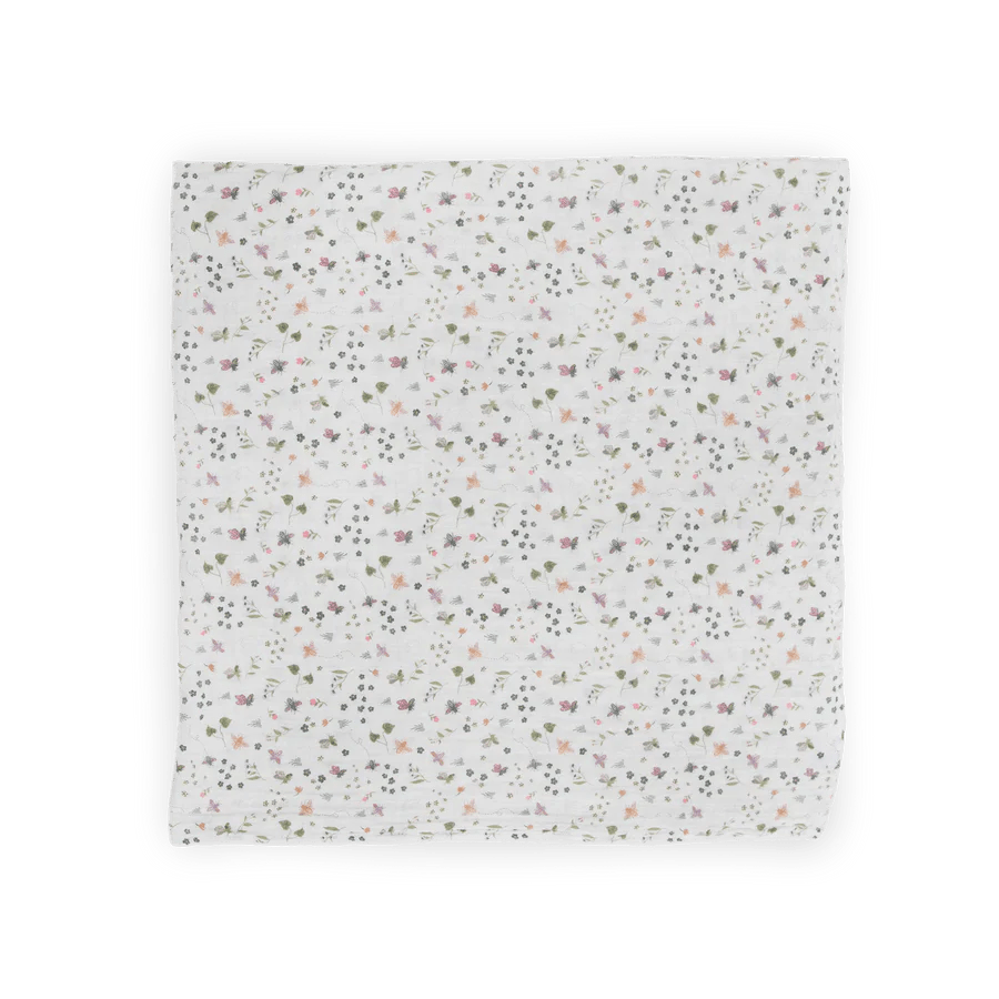 Cotton Muslin Swaddle: Garden Bees - DIGS