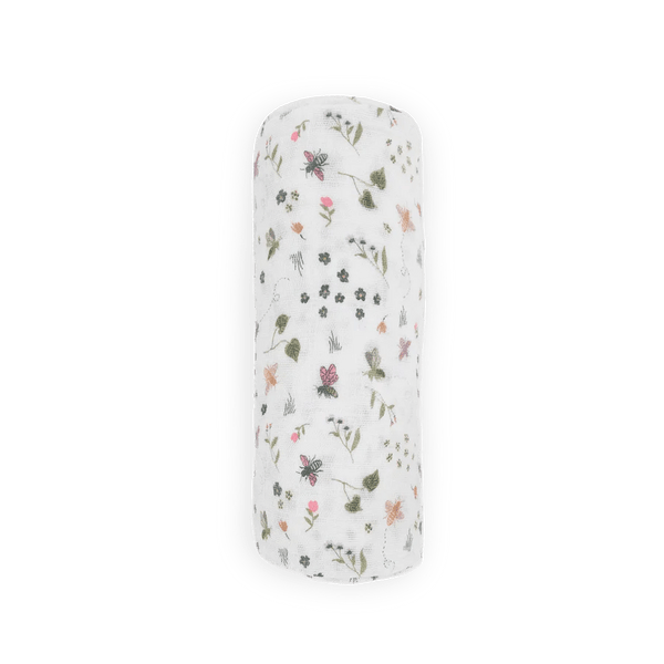 Cotton Muslin Swaddle: Garden Bees - DIGS