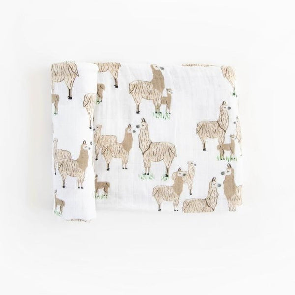 Cotton Muslin Swaddle: Llama - DIGS