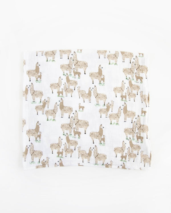 Cotton Muslin Swaddle: Llama - DIGS