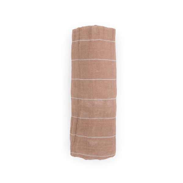 Cotton Muslin Swaddle: Mauve Stripe - DIGS