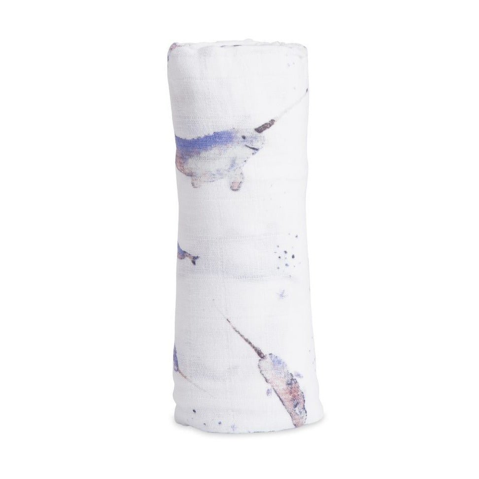 Cotton Muslin Swaddle: Narwhal - DIGS