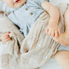 Cotton Muslin Swaddle: Taupe Cross - DIGS