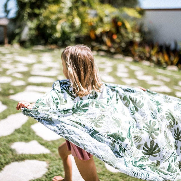 Cotton Muslin Swaddle: Tropical Leaf - DIGS