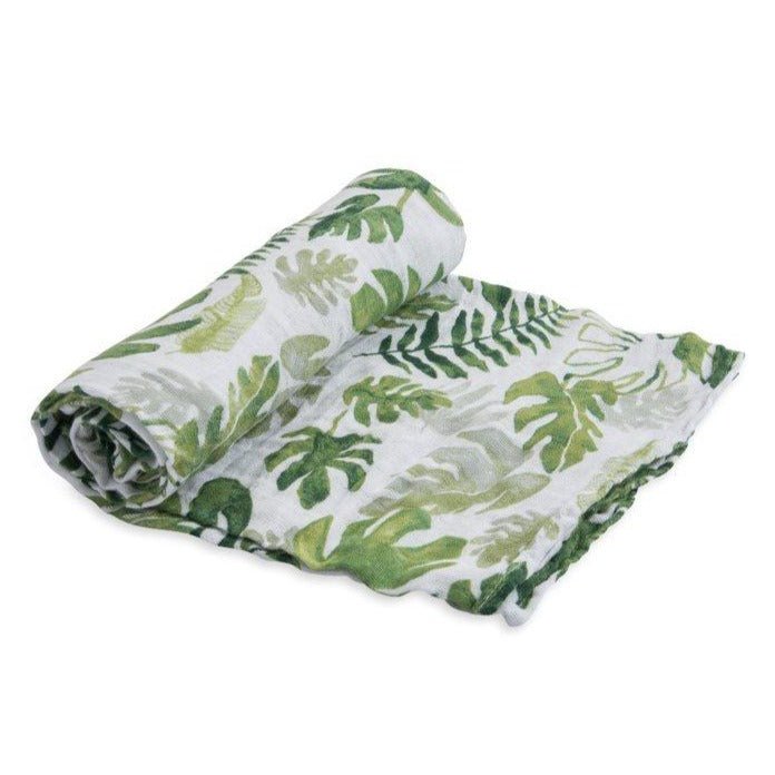 Cotton Muslin Swaddle: Tropical Leaf - DIGS