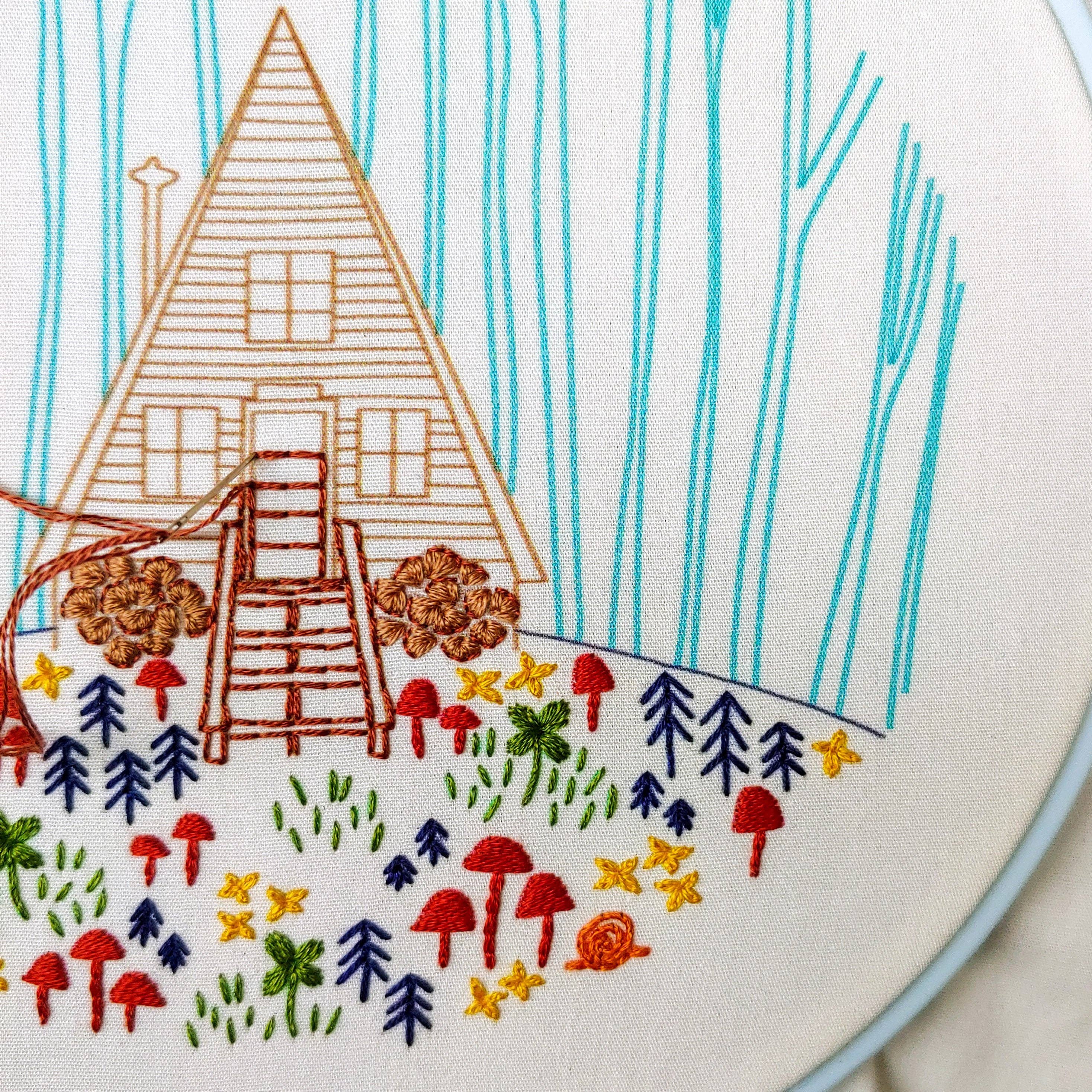Cozy Cabin Embroidery Kit - DIGS