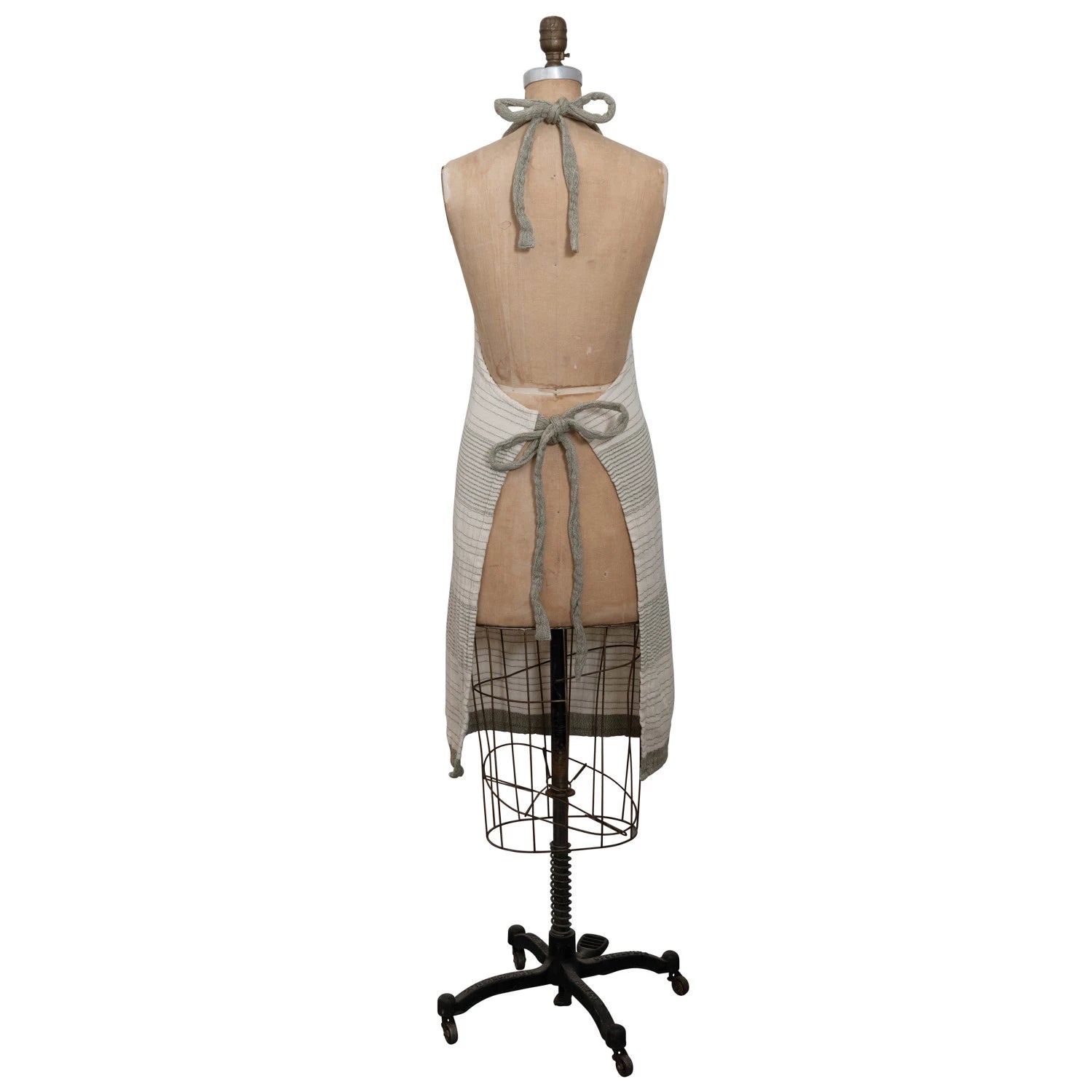 Cream & Olive Apron with Pocket - DIGS