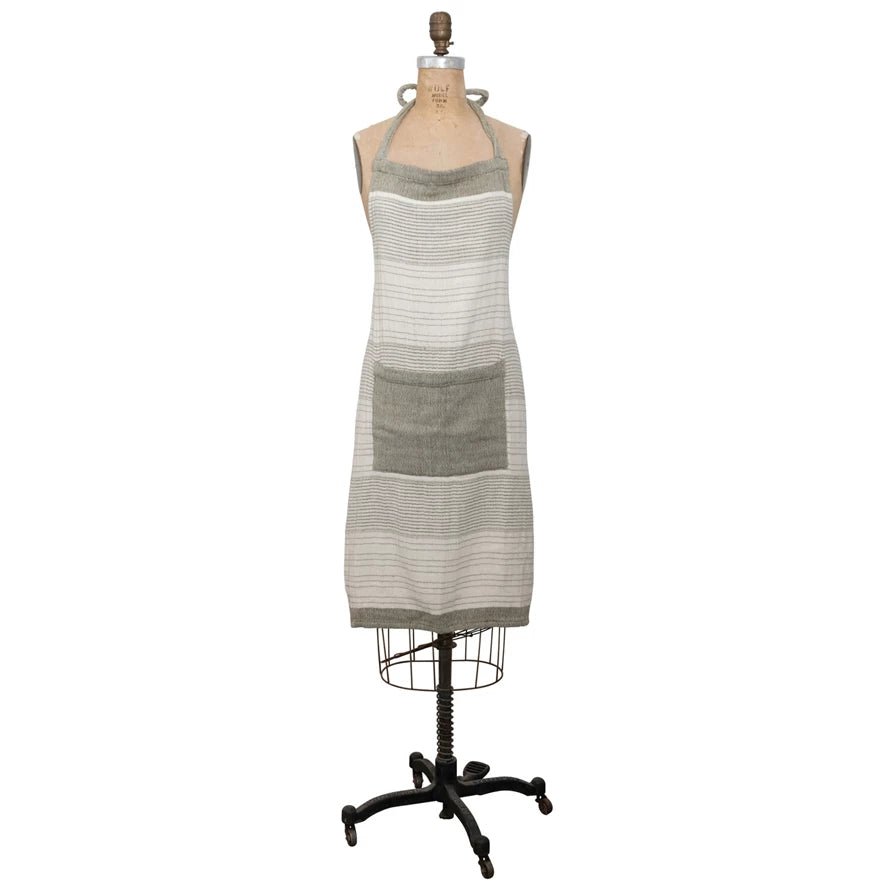 Cream & Olive Apron with Pocket - DIGS