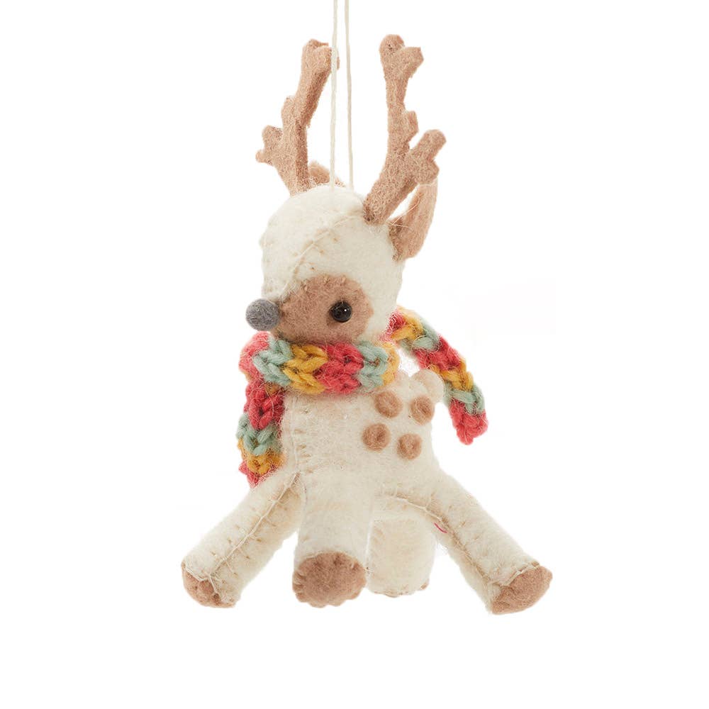 Cream Reindeer Ornament - DIGS