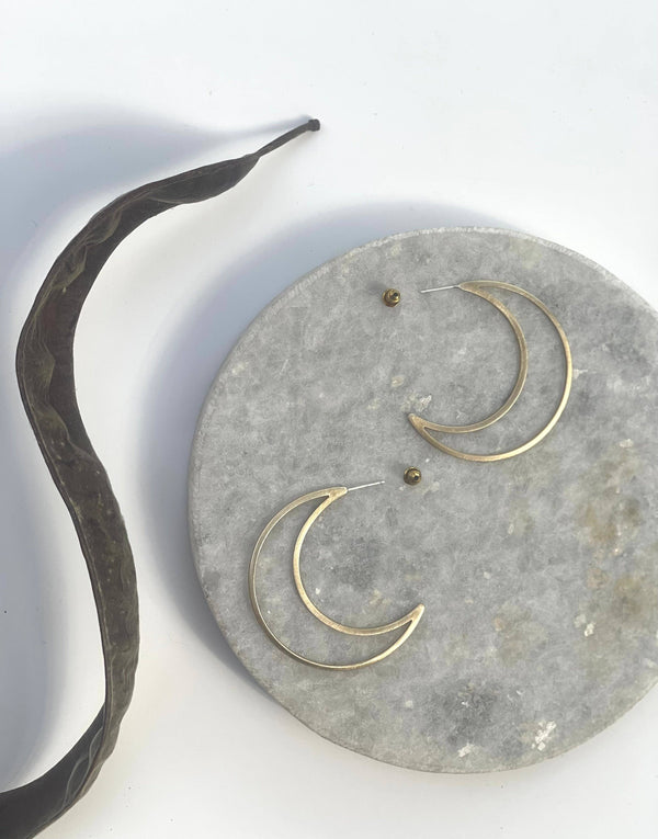 Crescent Hoops Stud Earrings - DIGS