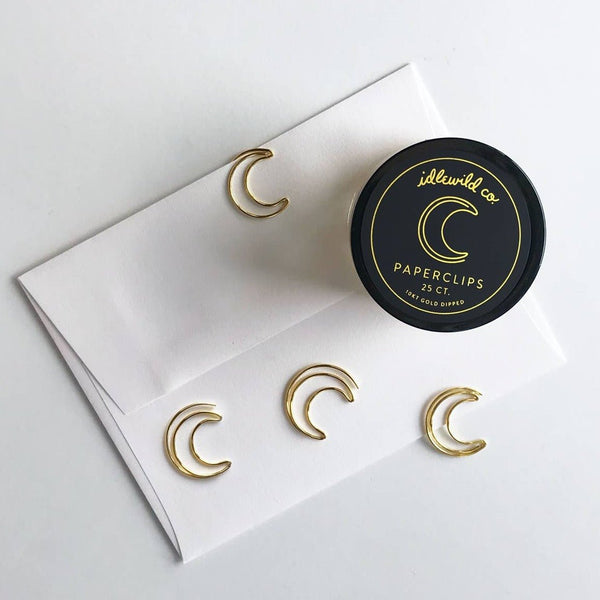 Crescent Moon Gold Plated Paper Clips - DIGS