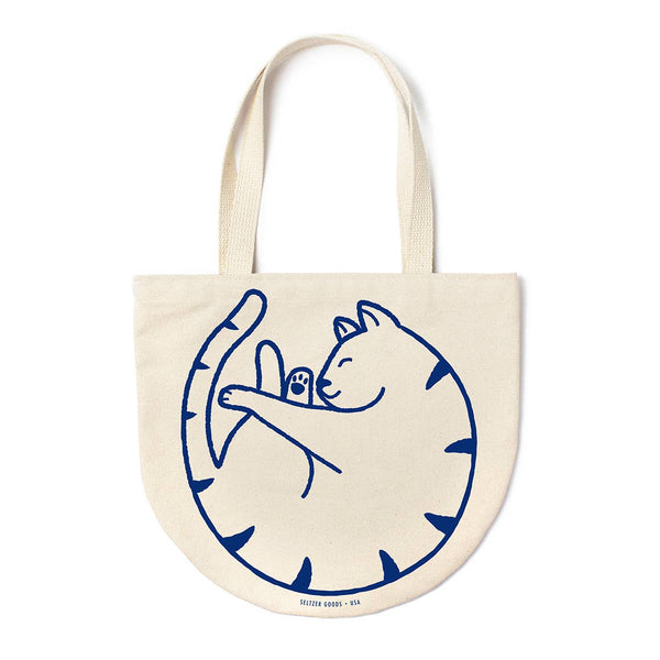 Curled Cat Round Tote Bag - DIGS