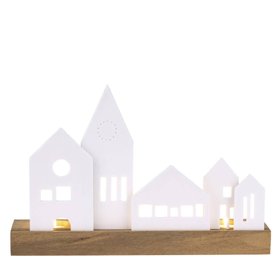 Porcelain & Acacia Village Tealight - City