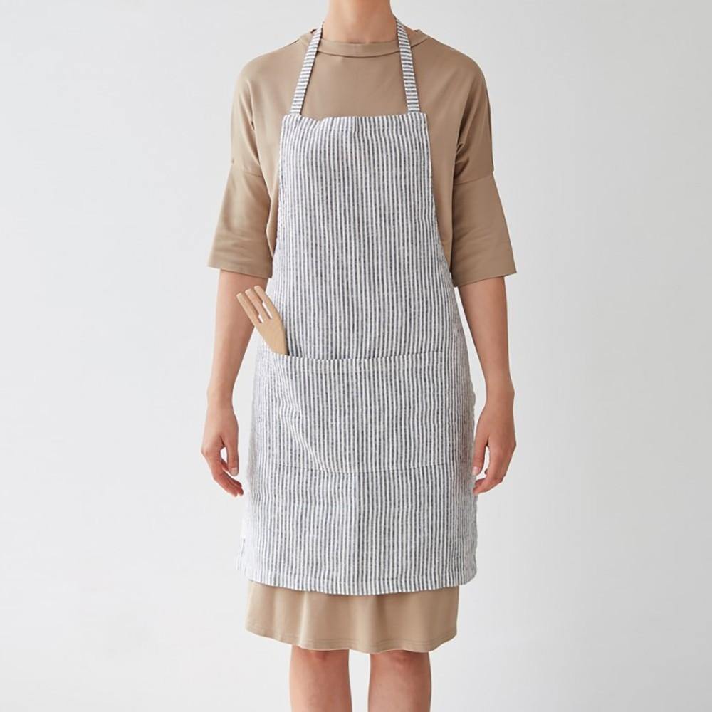 Daily Apron in Striped Thin Black - DIGS