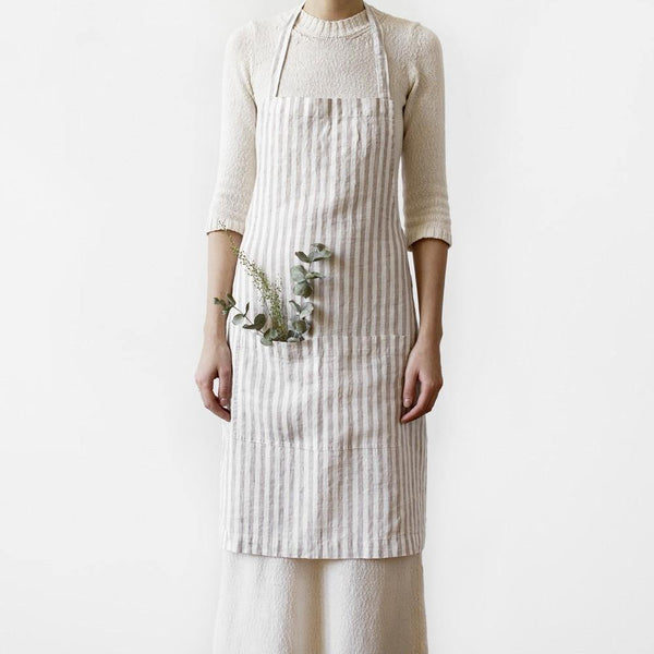 Daily Apron in Striped Natural White - DIGS