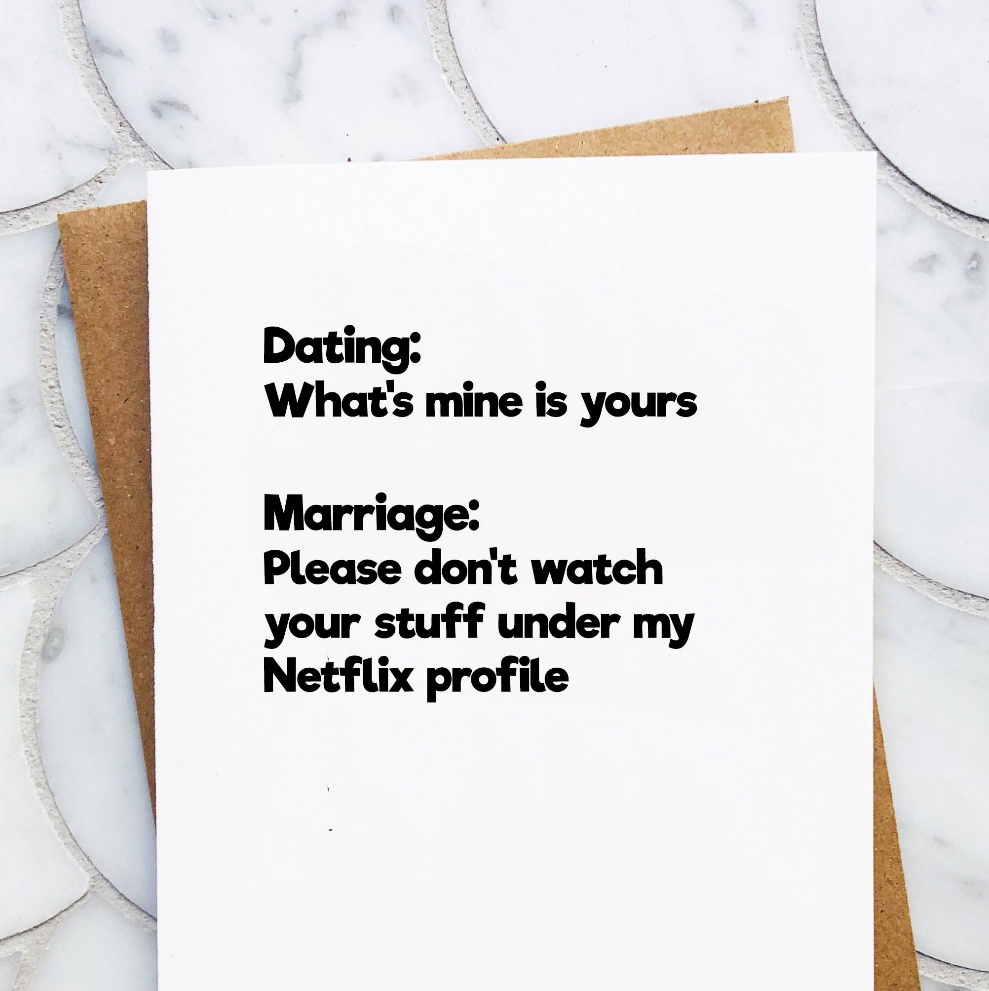 Dating vs Marriage Netflix Card - DIGS