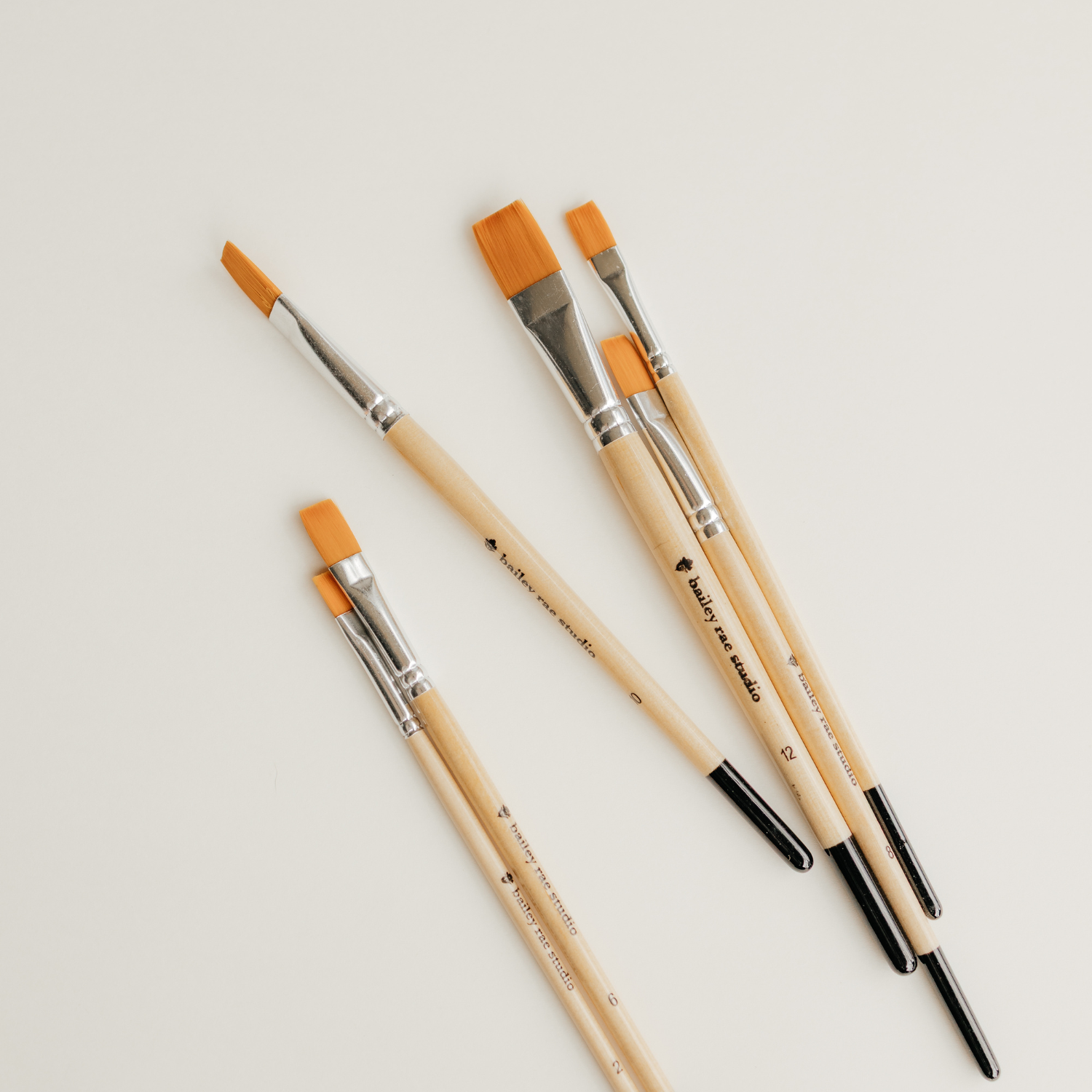 Flat Tip Watercolor Brush Set - 6pc