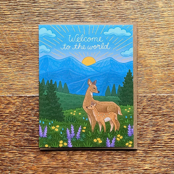 Deer & Fawn Baby Card - DIGS