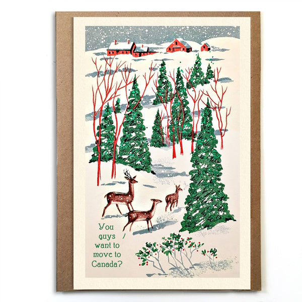 Deer Moving to Canada Holiday Card - DIGS