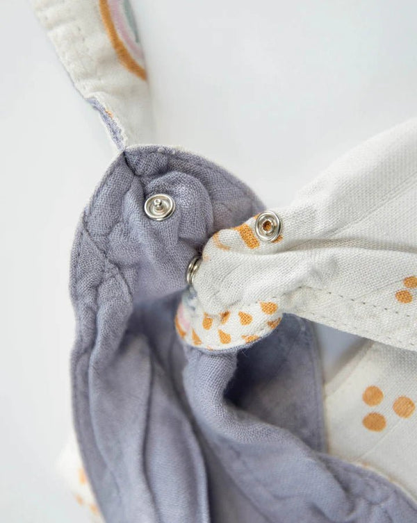 Deluxe Muslin Reversible Bandana Bib: Rainbows & Raindrops - DIGS