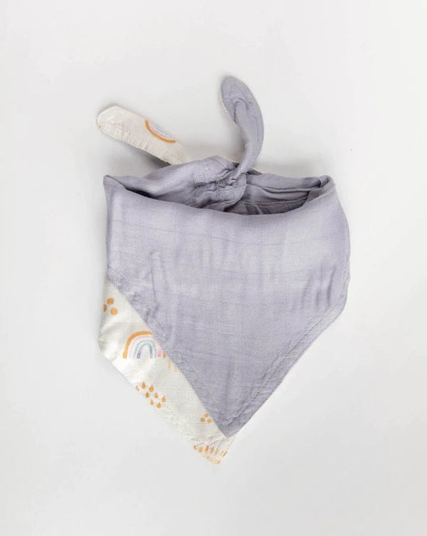 Deluxe Muslin Reversible Bandana Bib: Rainbows & Raindrops - DIGS