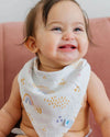Deluxe Muslin Reversible Bandana Bib: Rainbows & Raindrops - DIGS