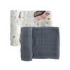 Deluxe Muslin Swaddle 2 Pack: Charcoal + Hedgehog - DIGS