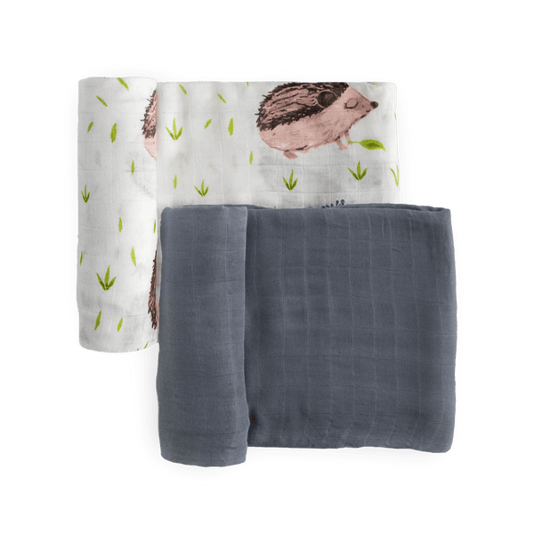 Deluxe Muslin Swaddle 2 Pack: Charcoal + Hedgehog - DIGS