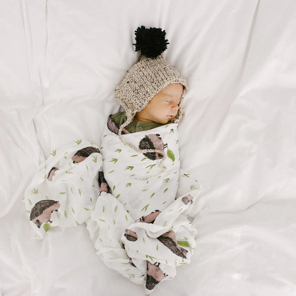 Deluxe Muslin Swaddle 2 Pack: Charcoal + Hedgehog - DIGS