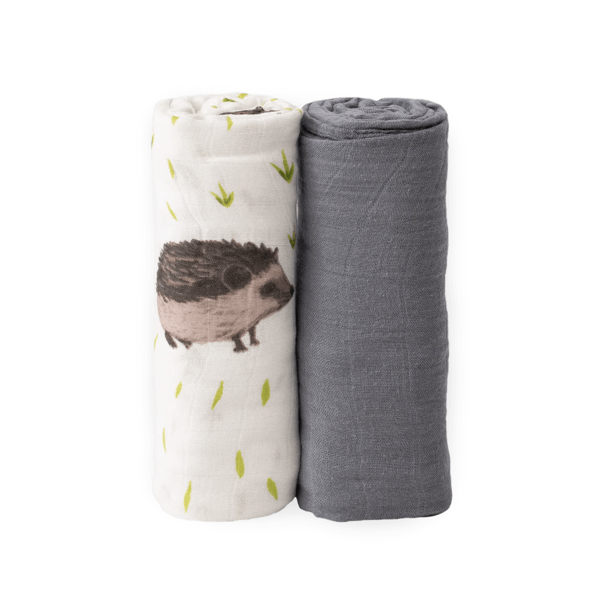 Deluxe Muslin Swaddle 2 Pack: Charcoal + Hedgehog - DIGS