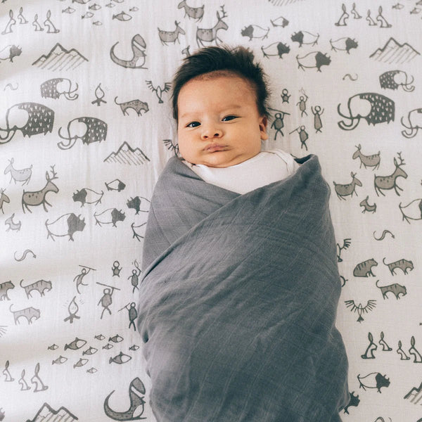 Deluxe Muslin Swaddle 2 Pack: Charcoal + Hedgehog - DIGS