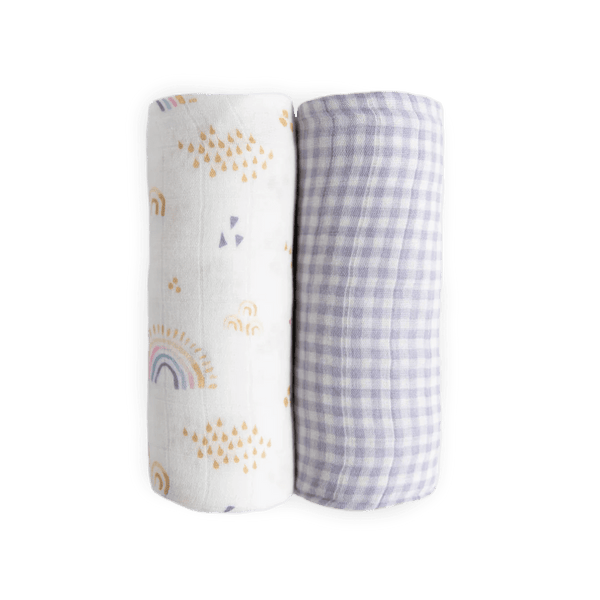 Deluxe Muslin Swaddle 2 Pack: Rainbow + Gingham - DIGS