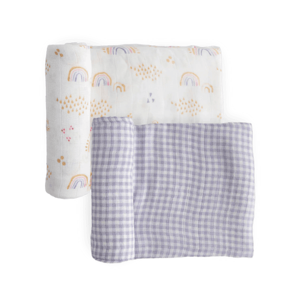 Deluxe Muslin Swaddle 2 Pack: Rainbow + Gingham - DIGS