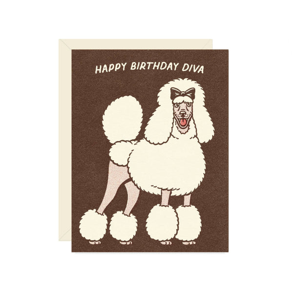 Diva Poodle Birthday Greeting Card  - DIGS