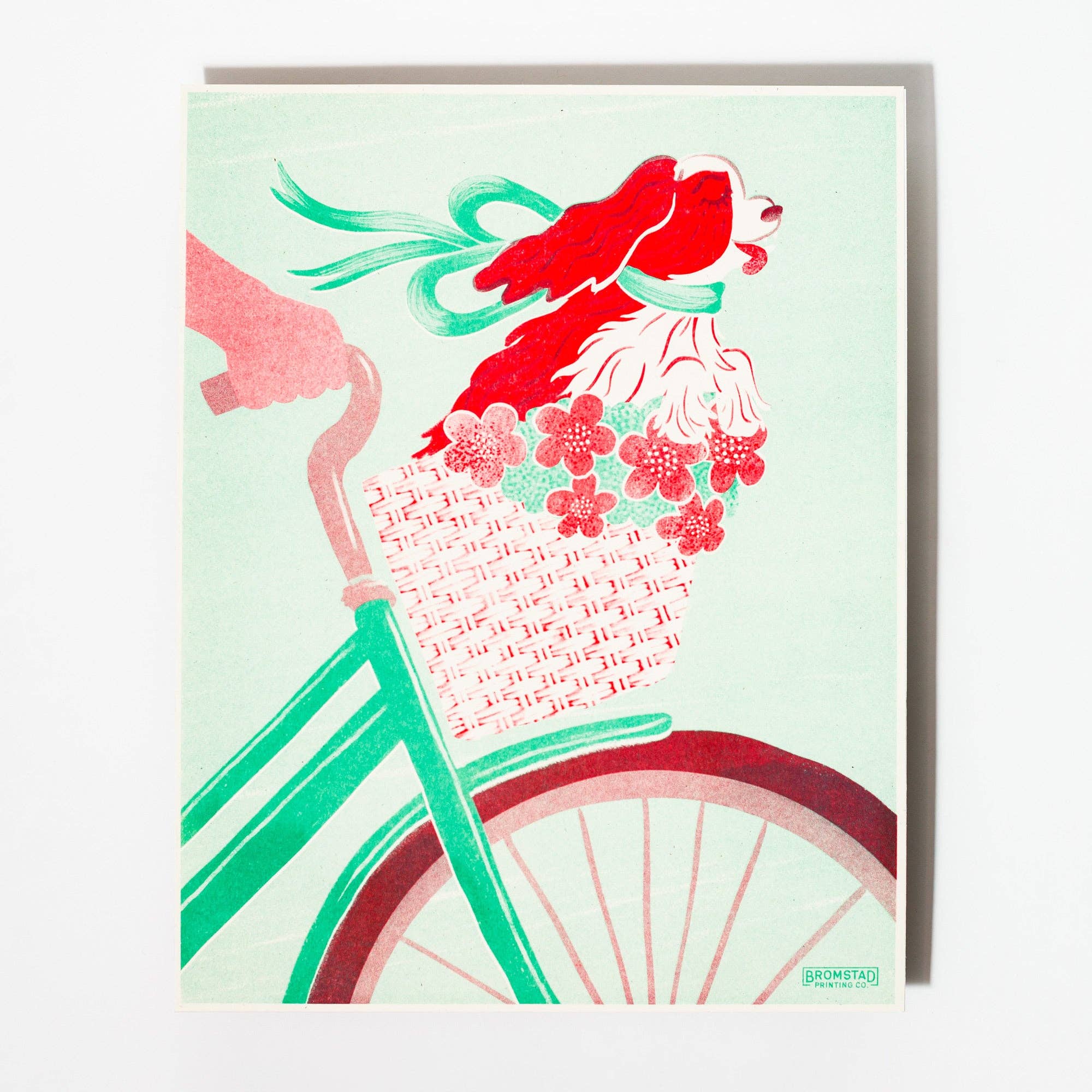 Dog in a Bike Basket Risograph Art Print - DIGS