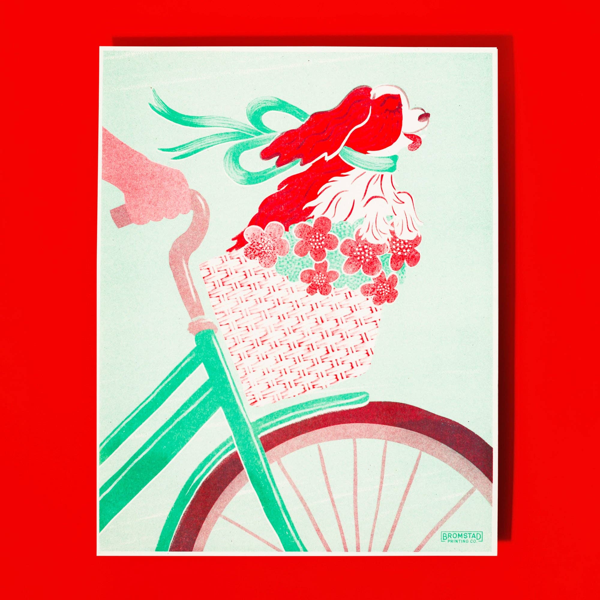 Dog in a Bike Basket Risograph Art Print - DIGS