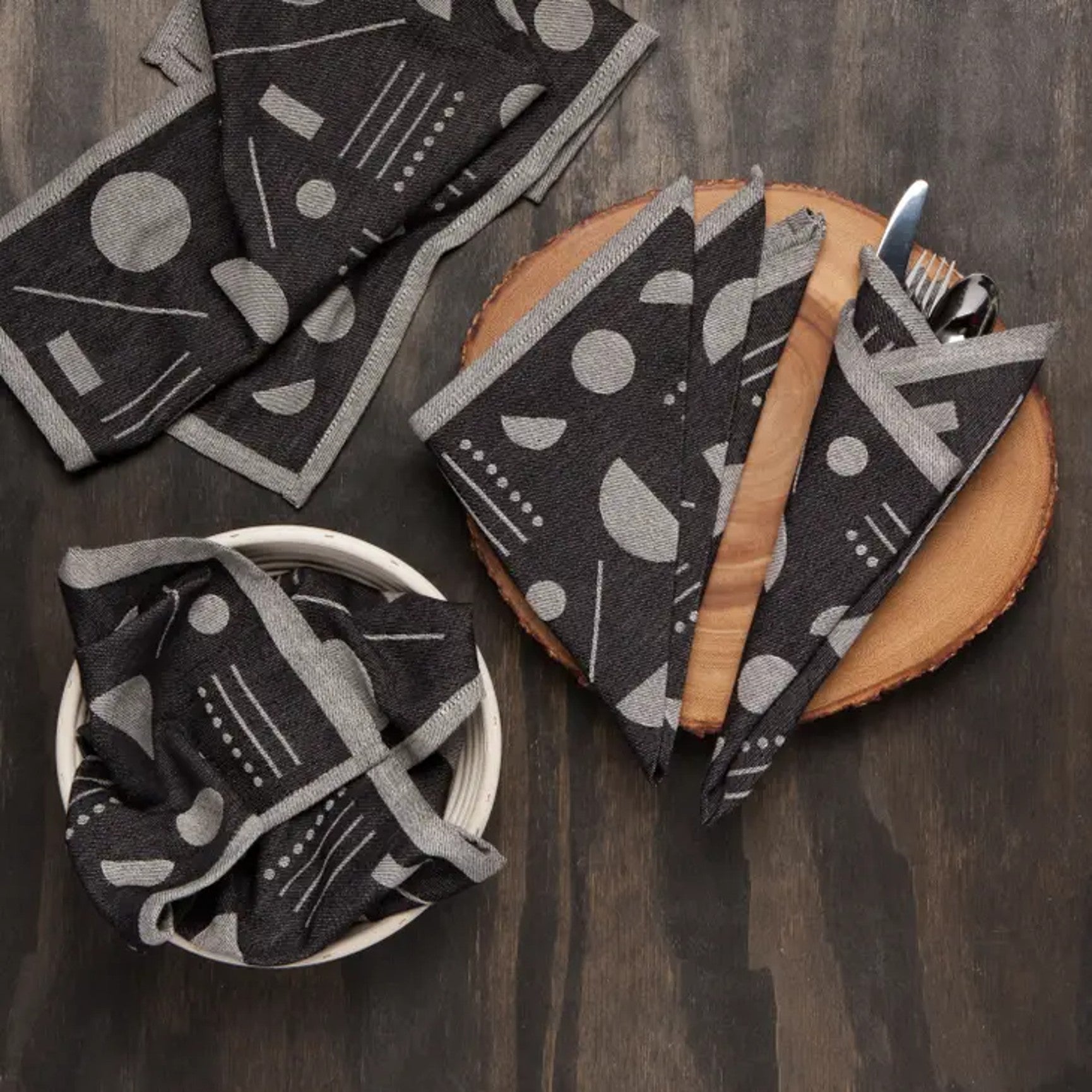 Domino Woven Cotton Napkins, Set/4 - DIGS