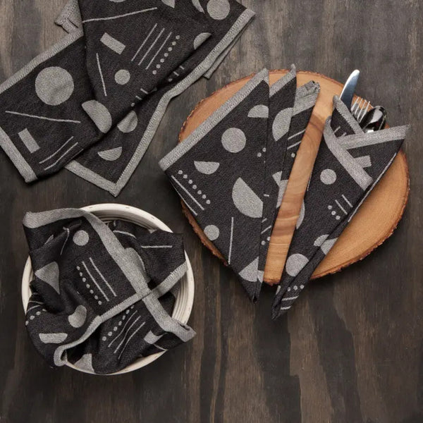 Domino Woven Cotton Napkins, Set/4 - DIGS