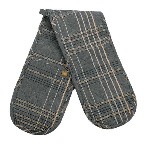 Double Oven Glove: Textured Check Blueberry - DIGS