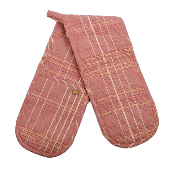 Double Oven Glove: Textured Check Fig - DIGS