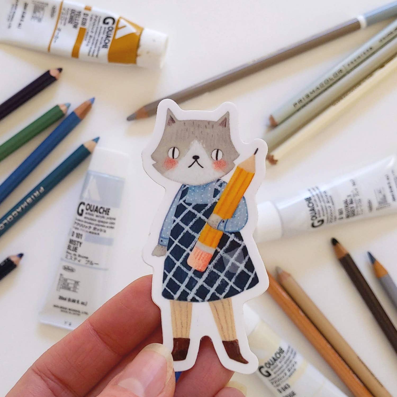 Drawing Cat Girl Sticker - DIGS