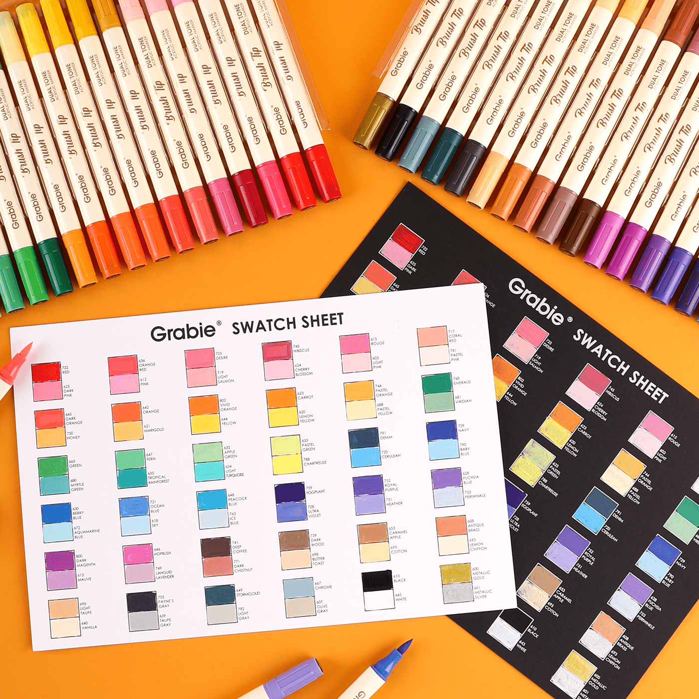 Dual Tone Brush Tip Acrylic Paint Markers - Set of 36 - DIGS