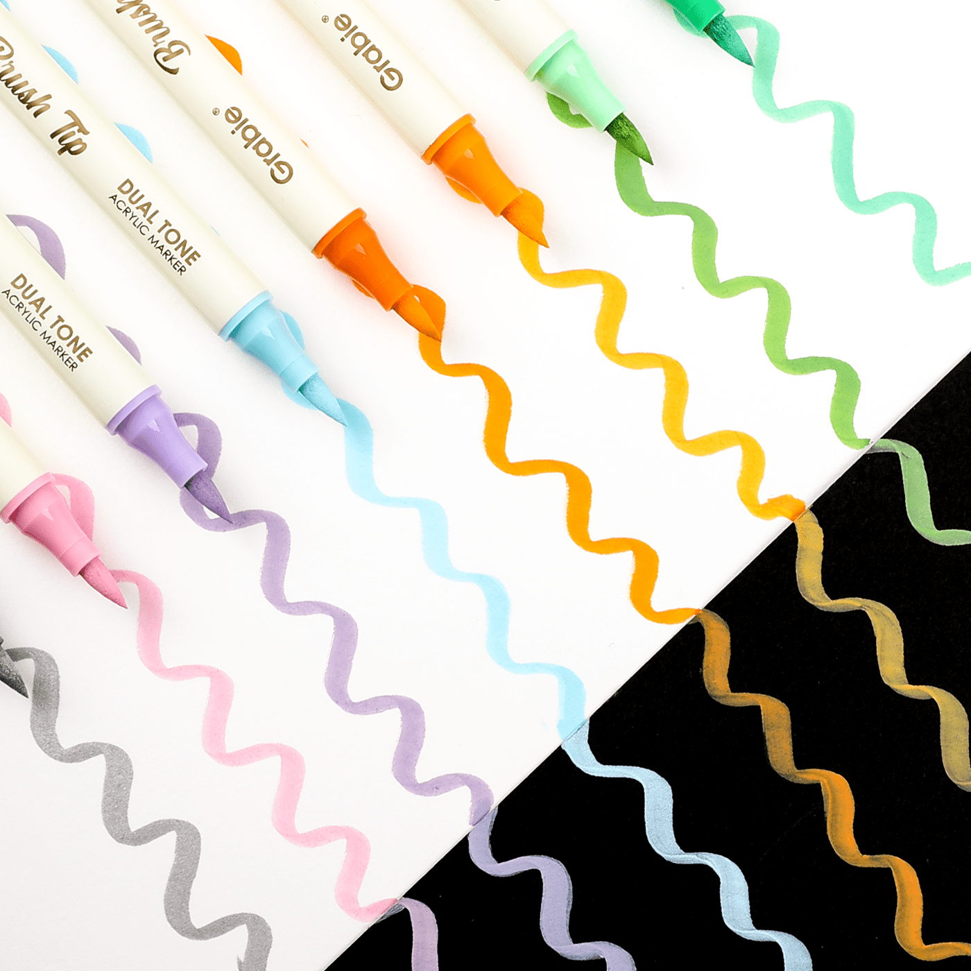 Dual Tone Brush Tip Acrylic Paint Markers - Set of 36 - DIGS