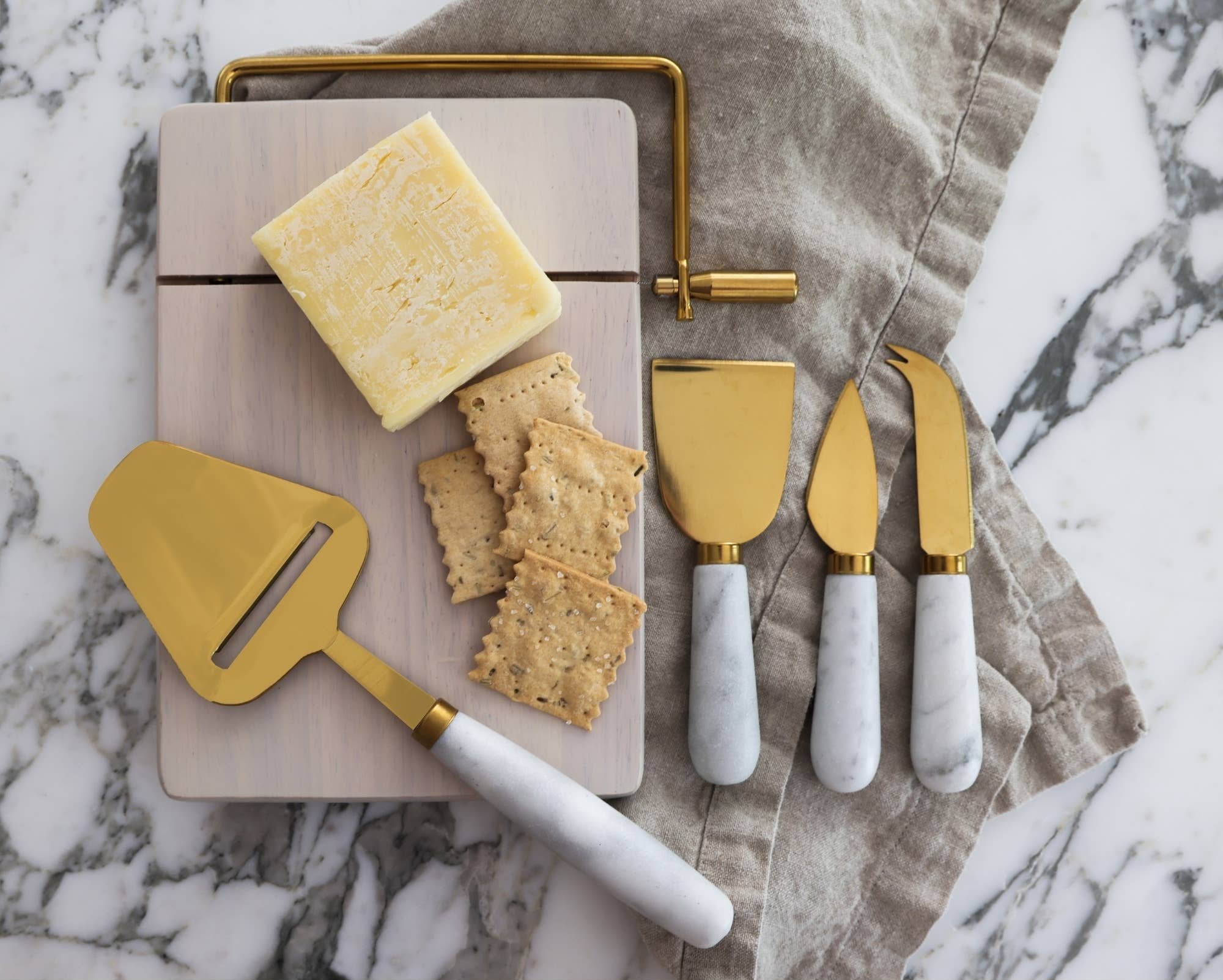 White Marble Cheese Knife Gift Set