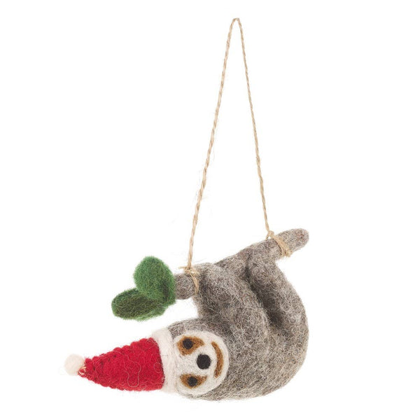 Santa Hat Sloth Ornament