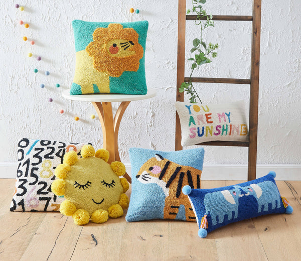 Elephant Hook Pillow w/ Poms & Tassels - DIGS