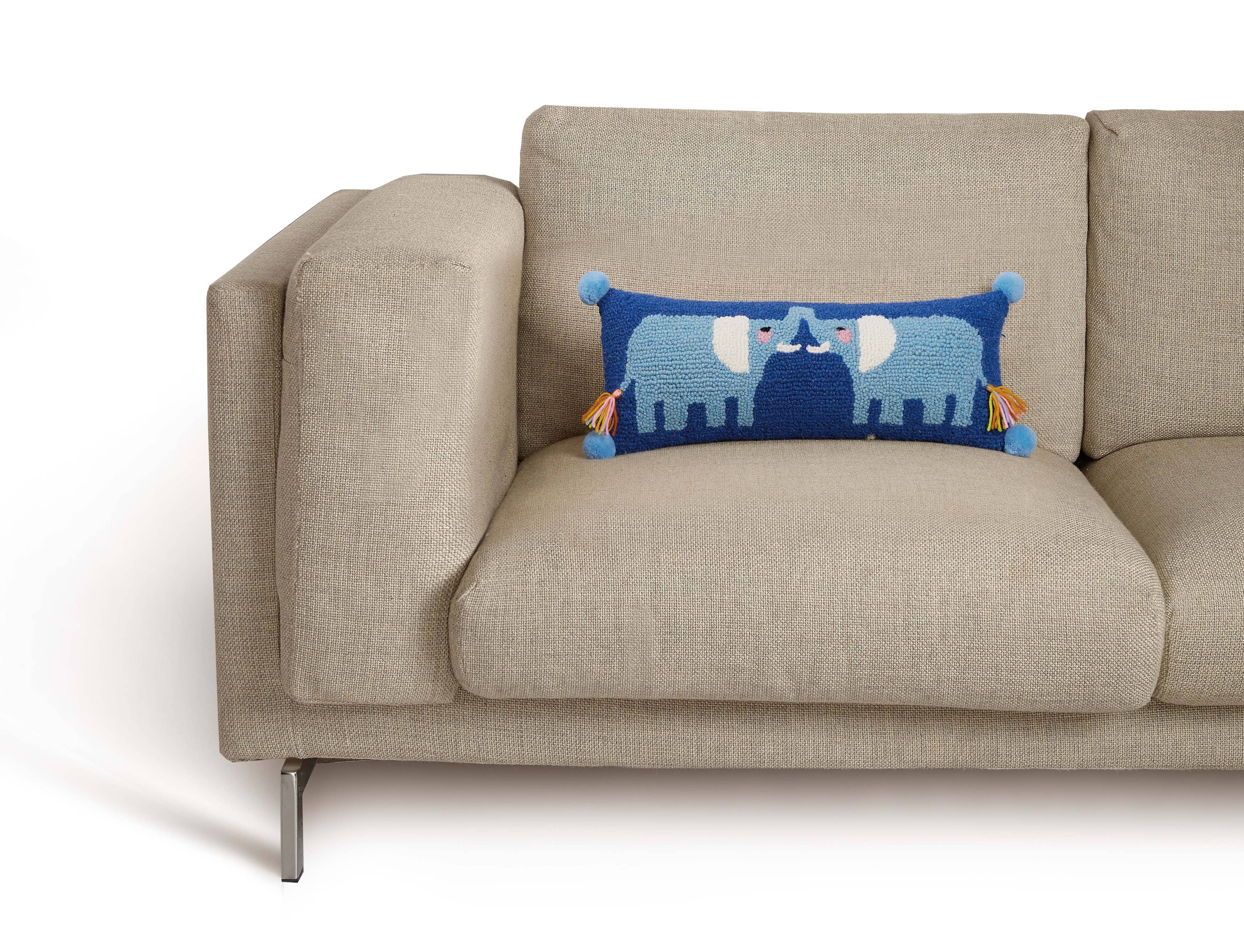 Elephant Hook Pillow w/ Poms & Tassels - DIGS