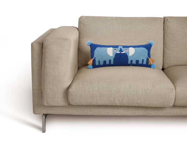 Elephant Hook Pillow w/ Poms & Tassels - DIGS