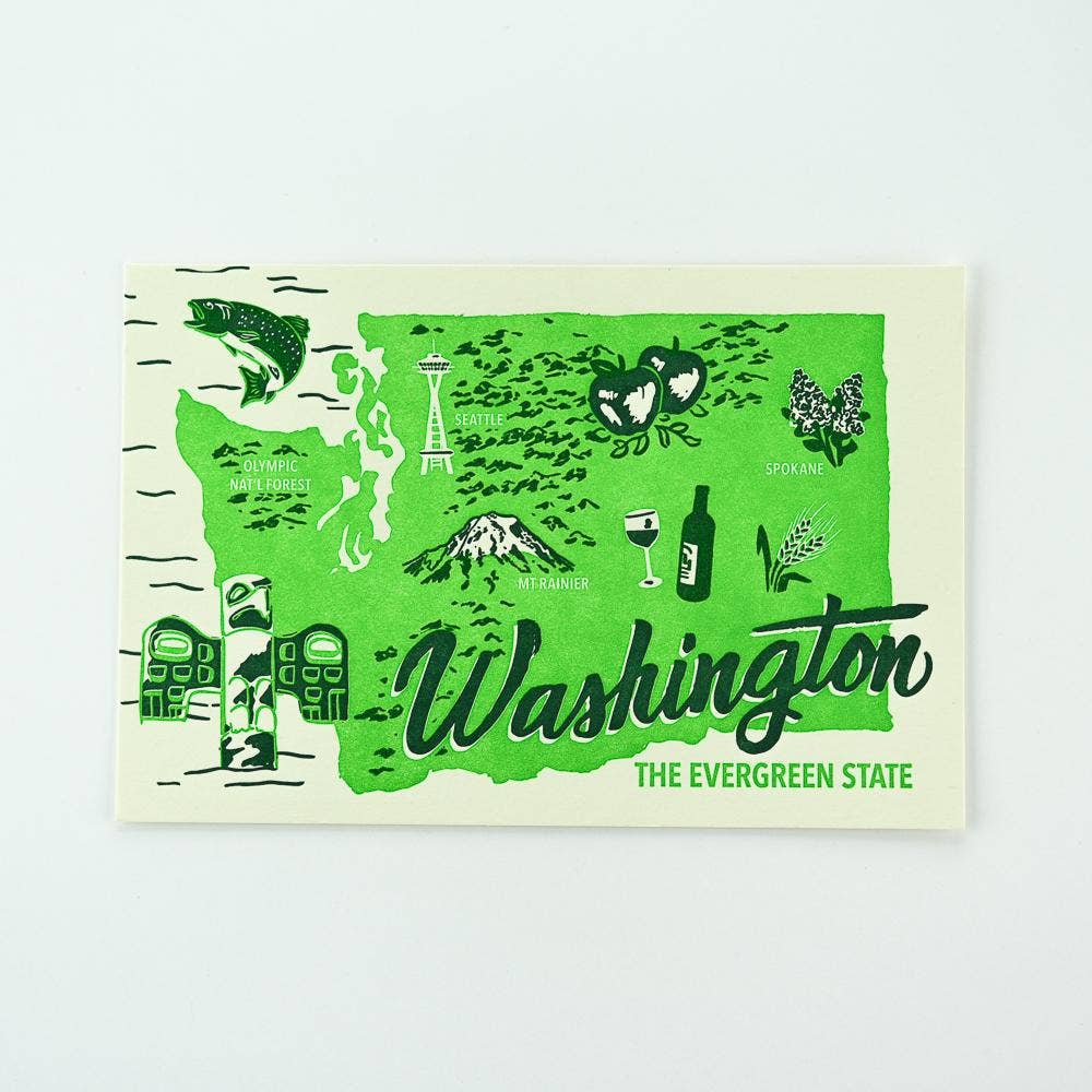 Evergreen WA Map Postcard - DIGS